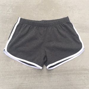 Retro Womens Gray and White Cotton Gym Shorts